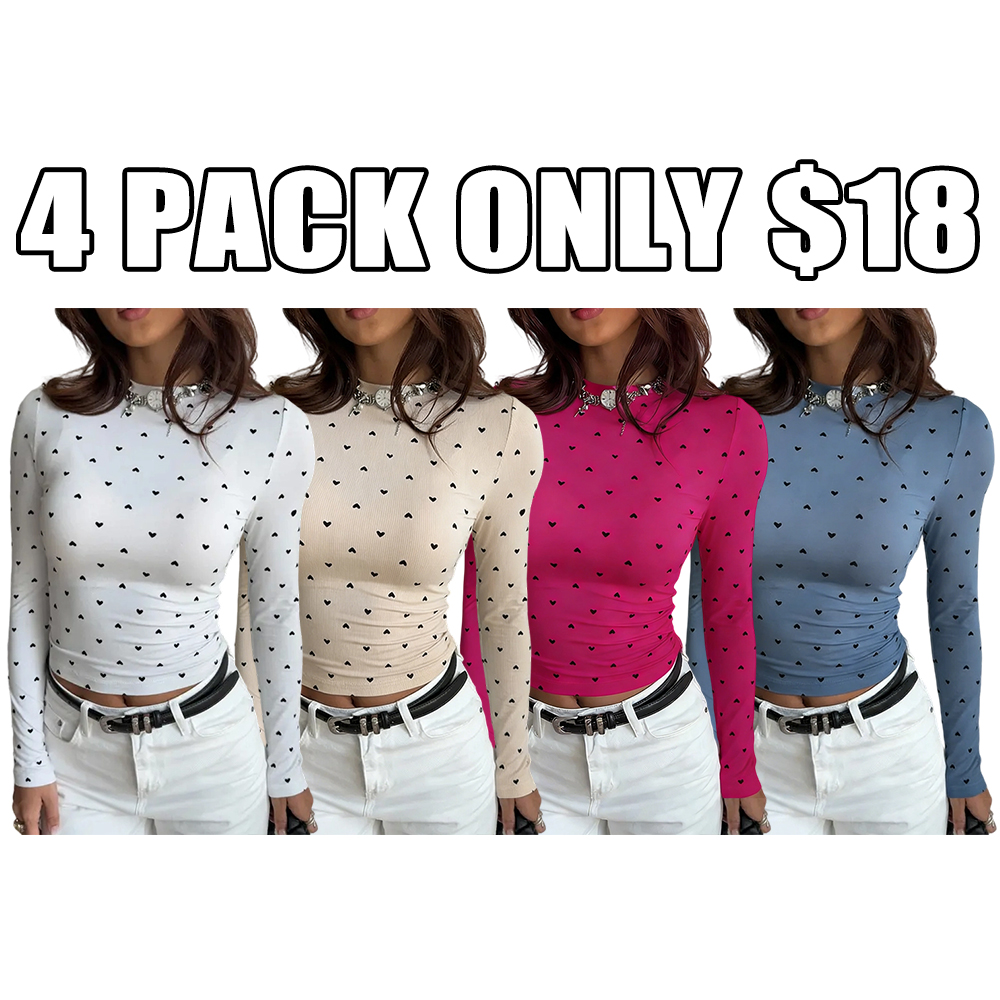 Women's color-block heart-patterned crewneck sweater