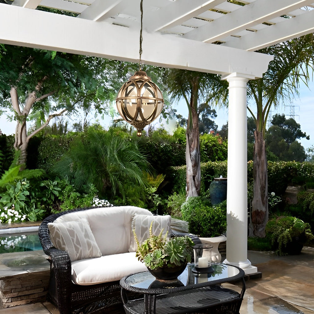 Waterproof Aluminum Glass Ball European-style Outdoor Chandelier Light