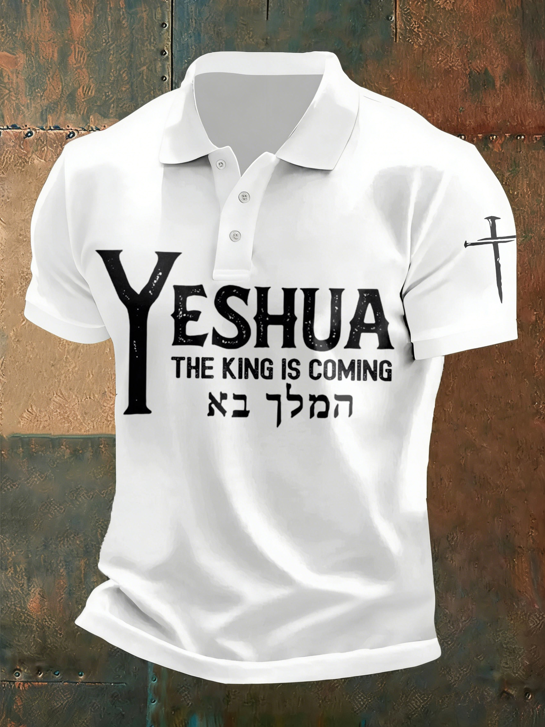 Men'S Casual Faith Jesus Collar Button Polo Shirt