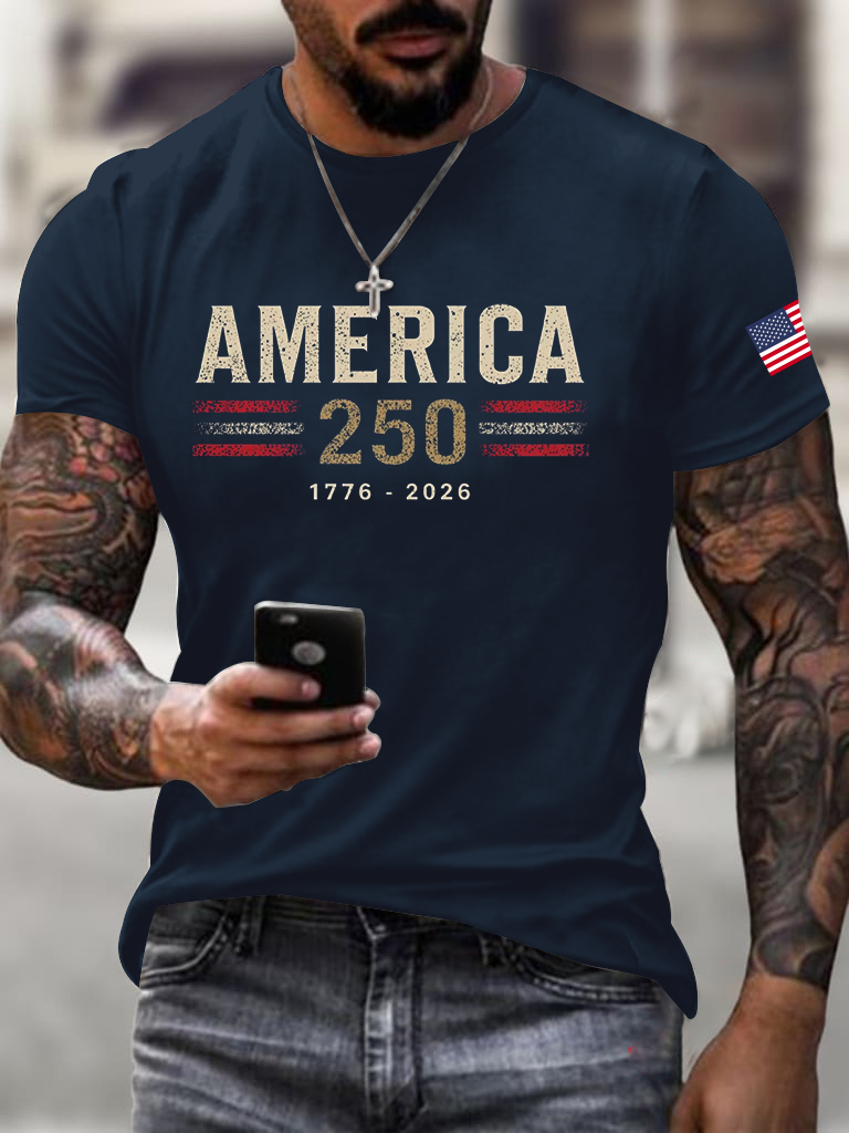 Men'S American Flag Printed Casual T-Shirt