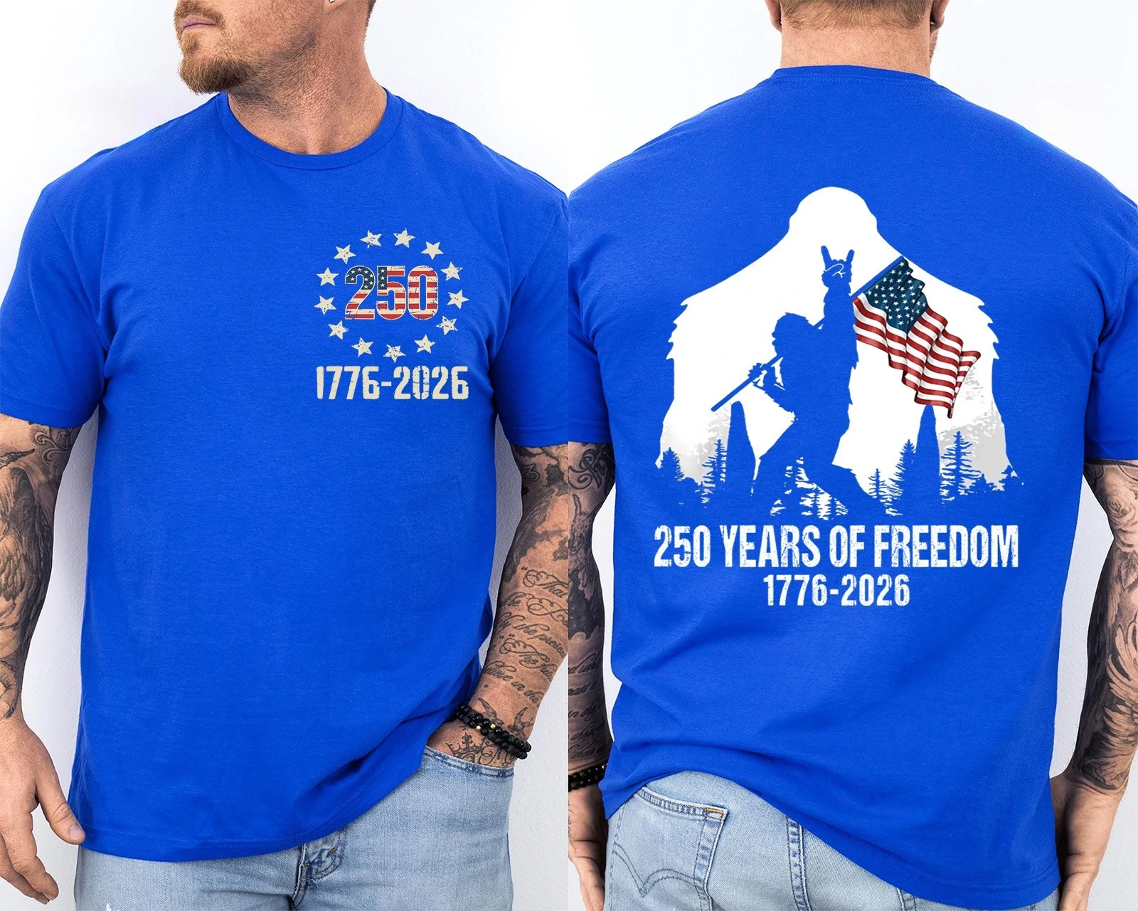 Men'S Casual American 1776-2026 Anniversary Printed Short Sleeved T-Shirt