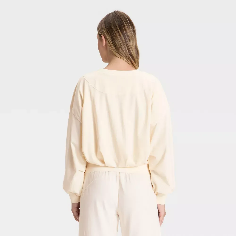 Women's Bubble Hem Long Sleeve Top & Wide Leg Pants Set
