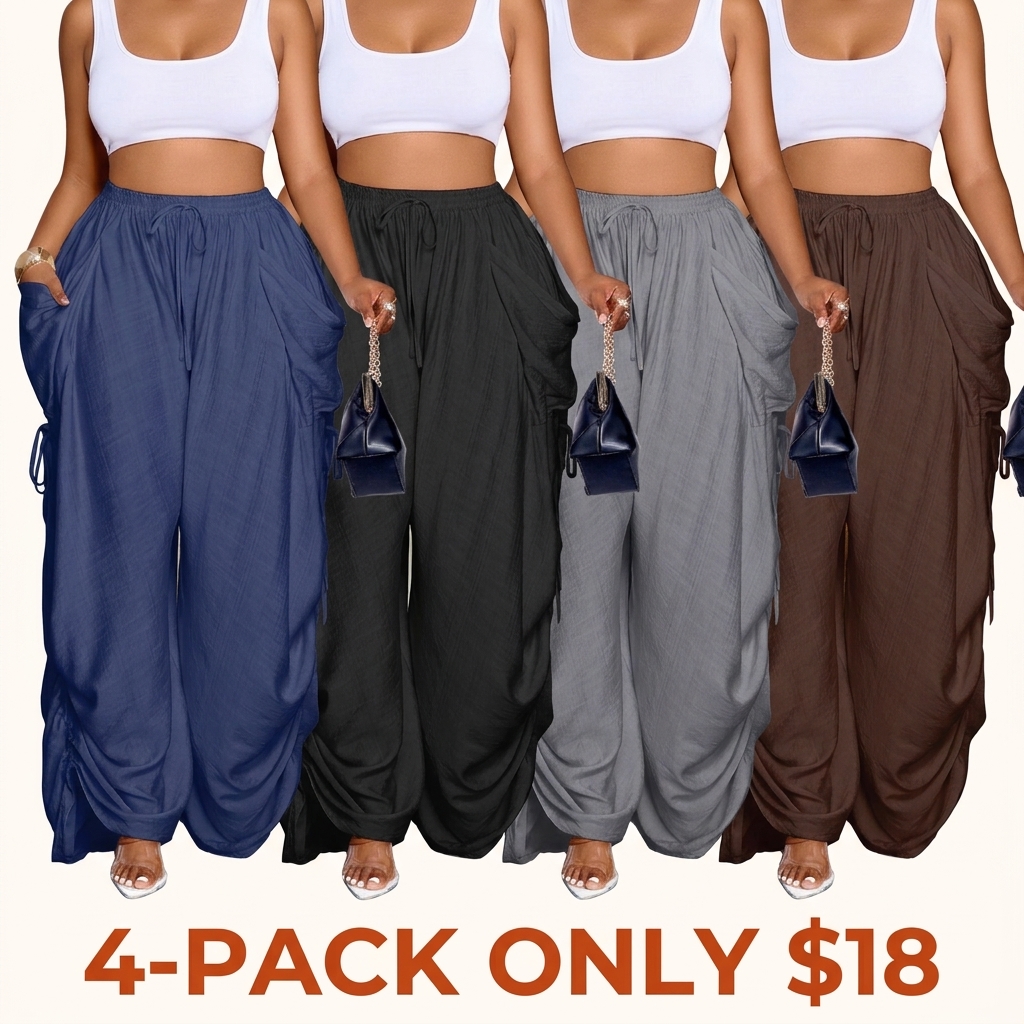 Women's Casual Loose High-Waisted Wide-Leg Trousers