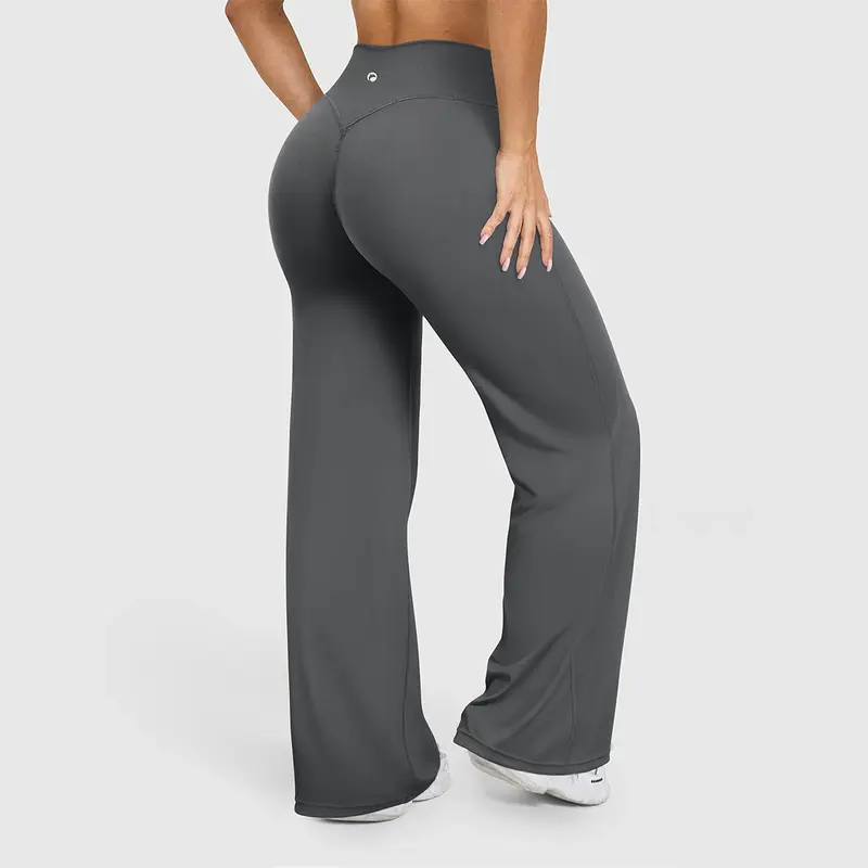 Women's Casual Pants - High-waisted Loose-Fitting Casual Pants - Comfortable and Elastic Loose Pants with Stretchy Material - Straight Leg Hem
