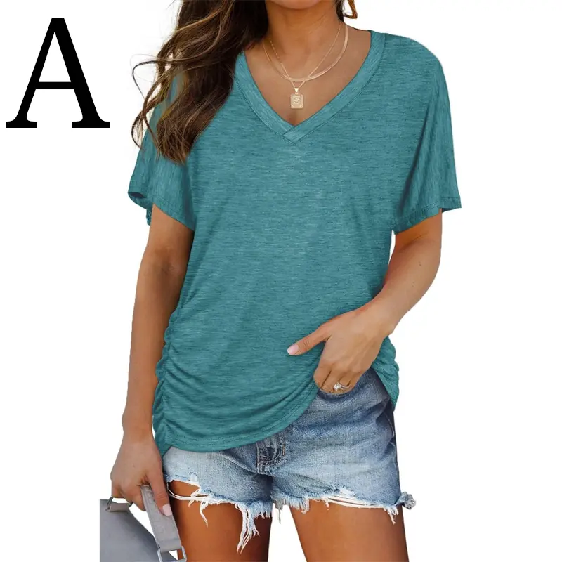 Essential Side-Ruched V-Neck Tee