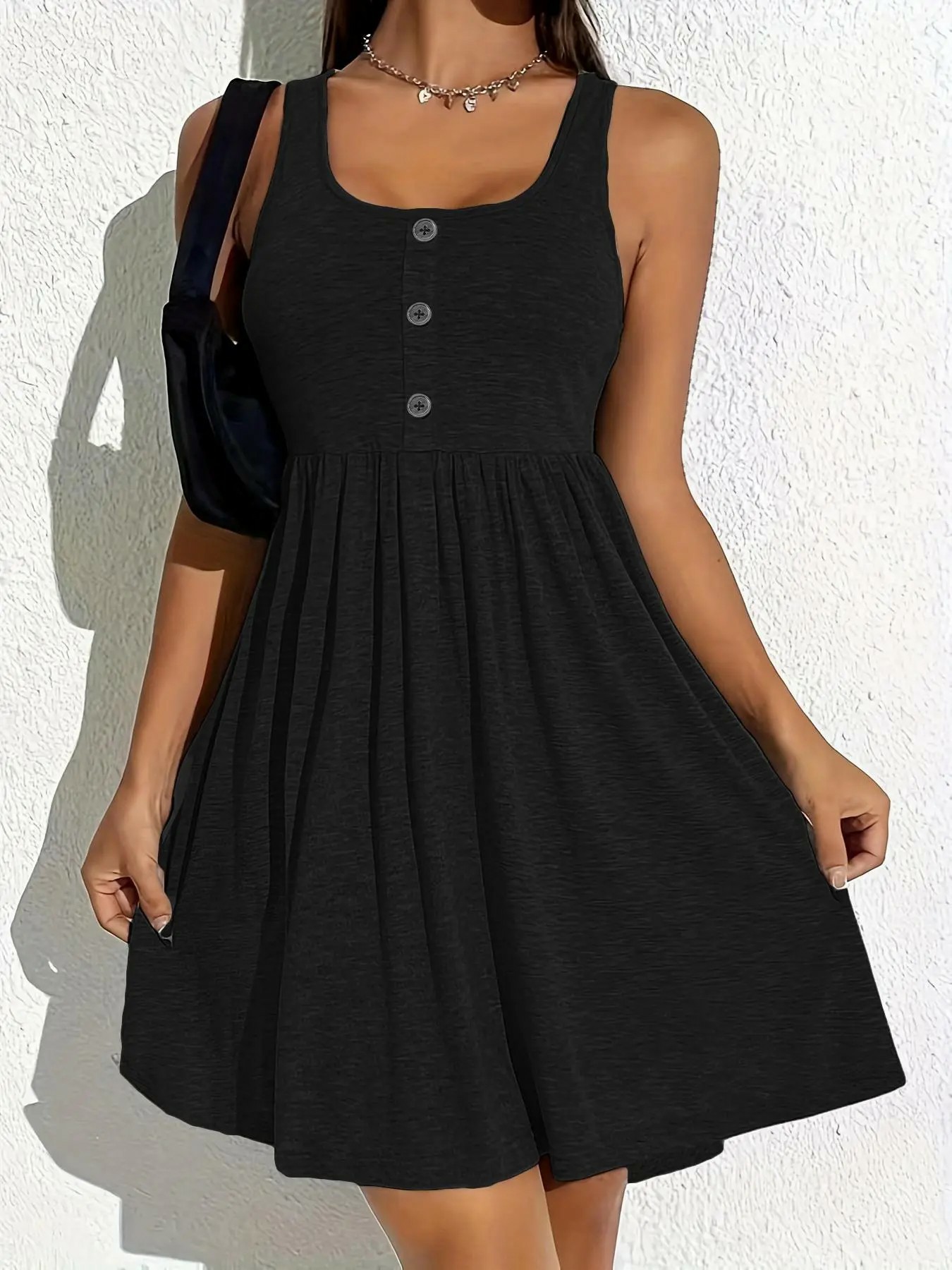 Plus Size Scoop Neck Stretch Jersey Tank Dress –  Easy Care Daily Wear Dress