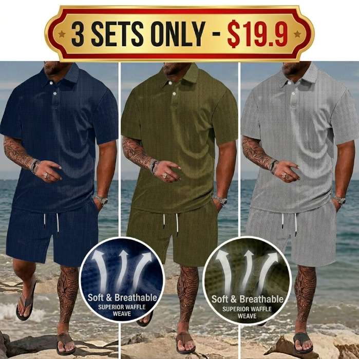 🏖️ Men’s Athletic 2-Piece Summer Set – Short Sleeve Tee & Casual Shorts Outfit