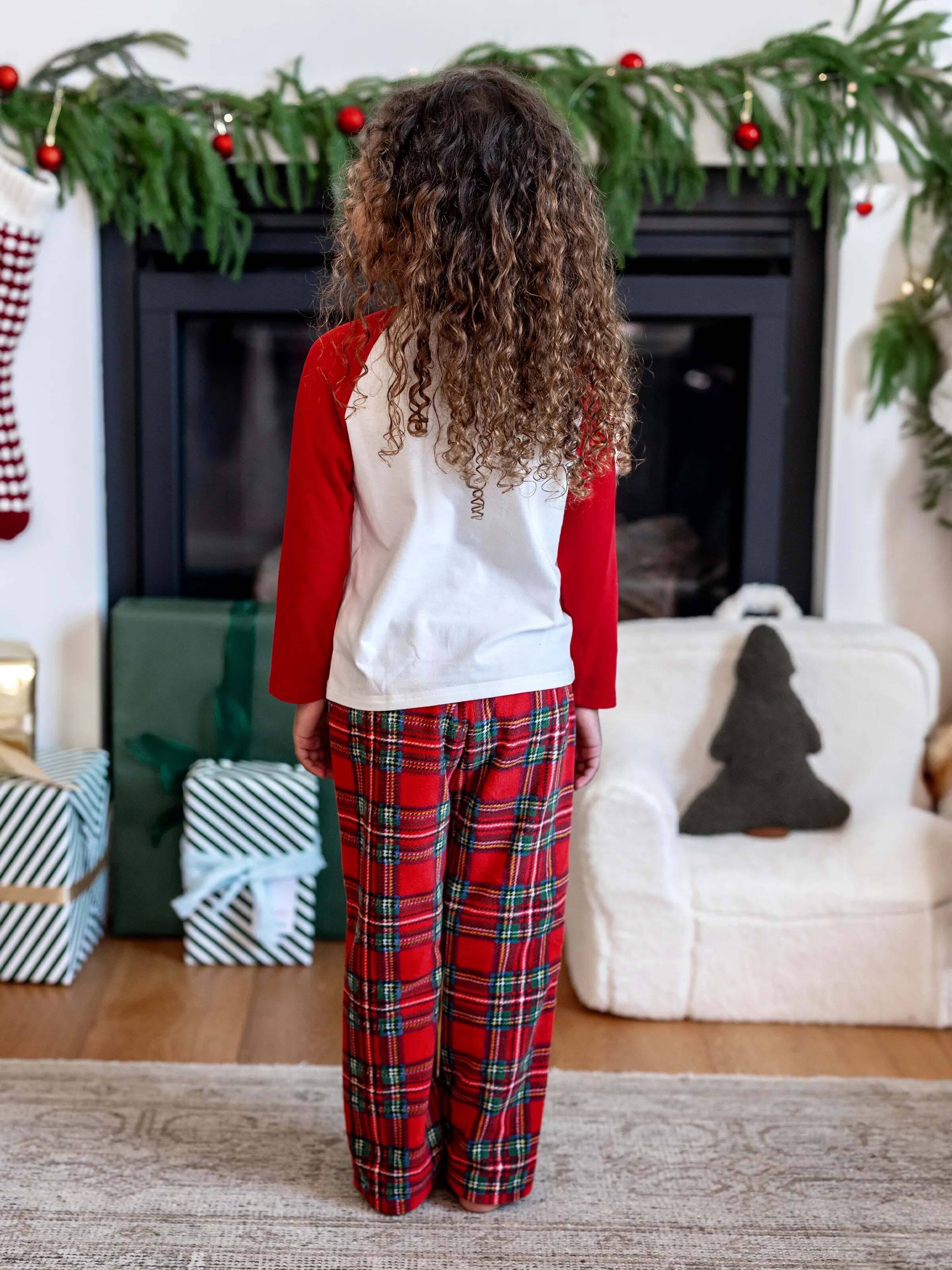 Christmas Family Matching Fleece Pajamas Set with Christmas Socks Red