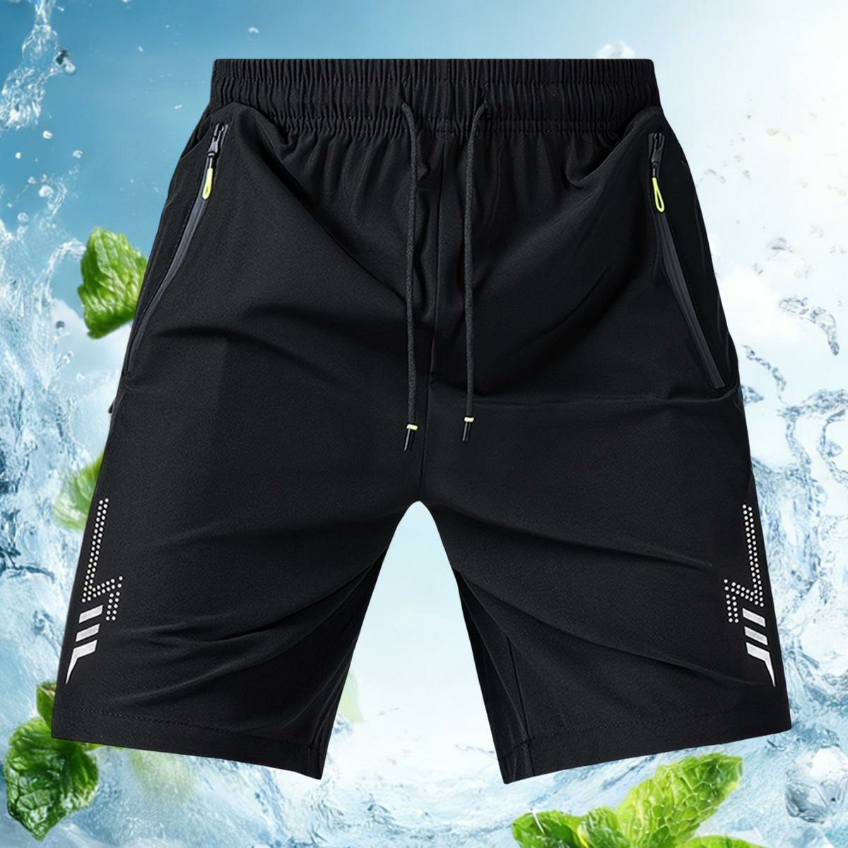 8-Pack Reflective Athletic Shorts for Men – Zip Pocket & Drawstring Waist