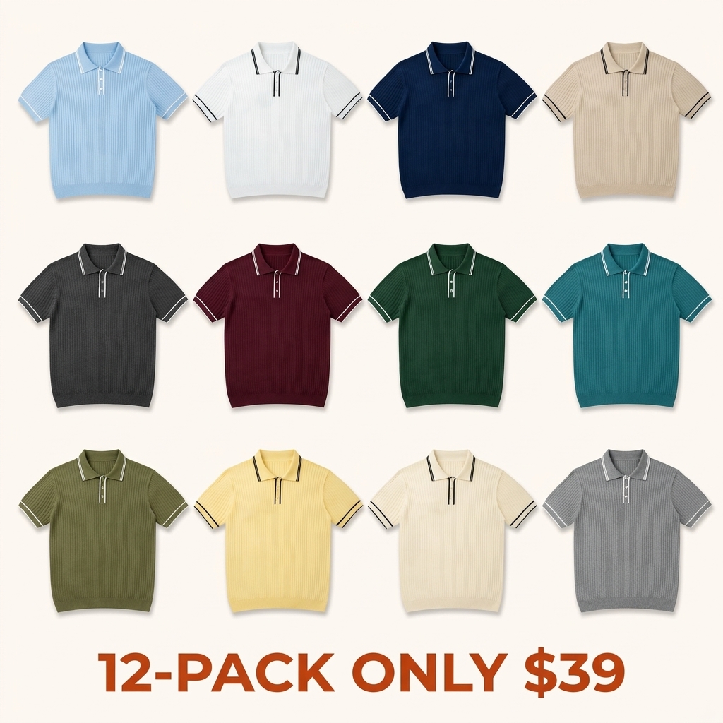 Men's Vintage Rib-Knit Polo Shirt