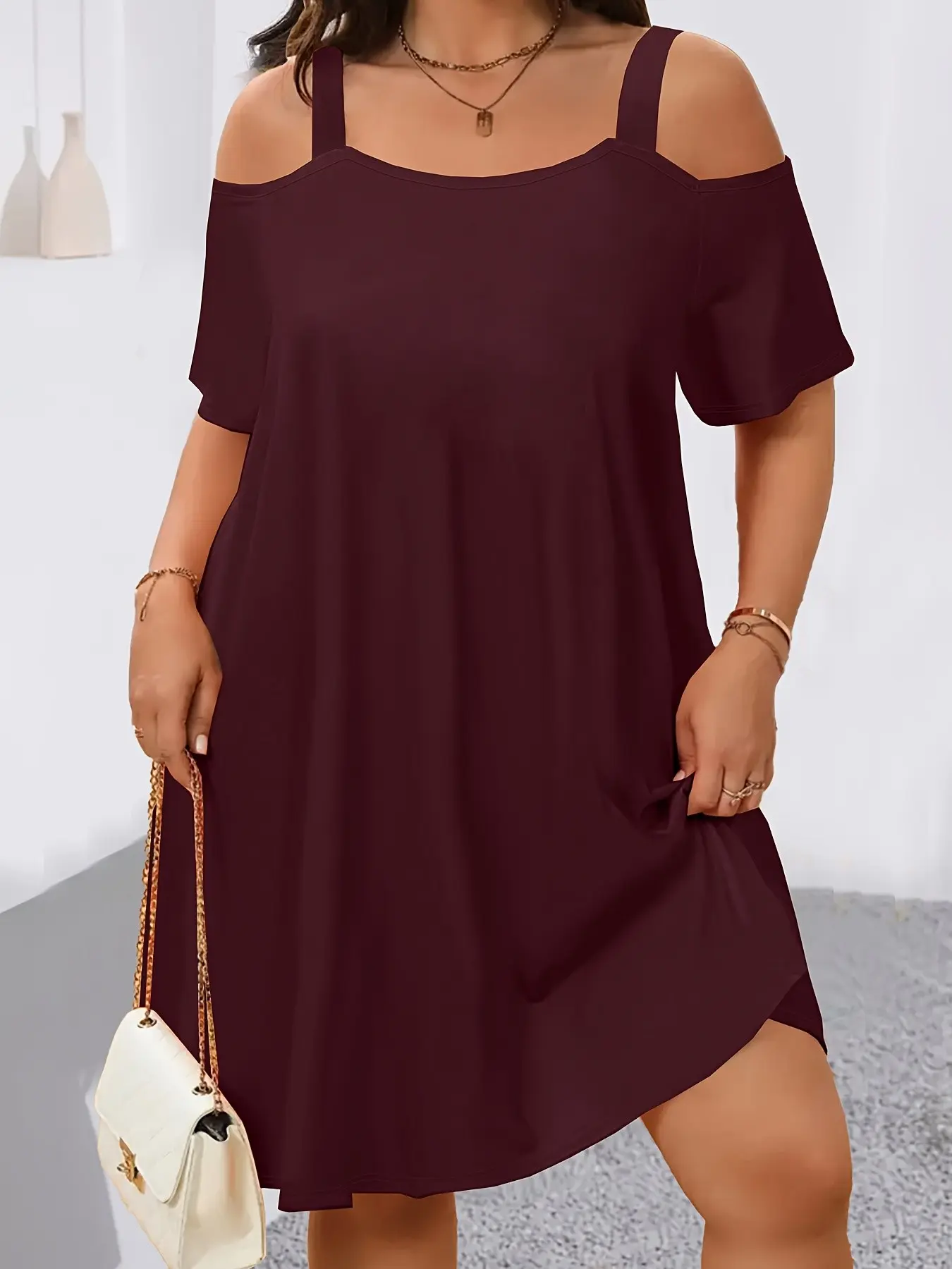 🔥8 PACK $24-Plus Size Women's off Shoulder Strapless Dress, 8 Colors Available