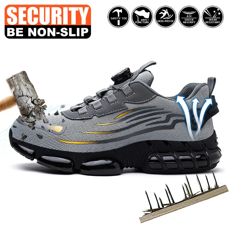 Qingruipai Men's Steel Toe Work Shoes