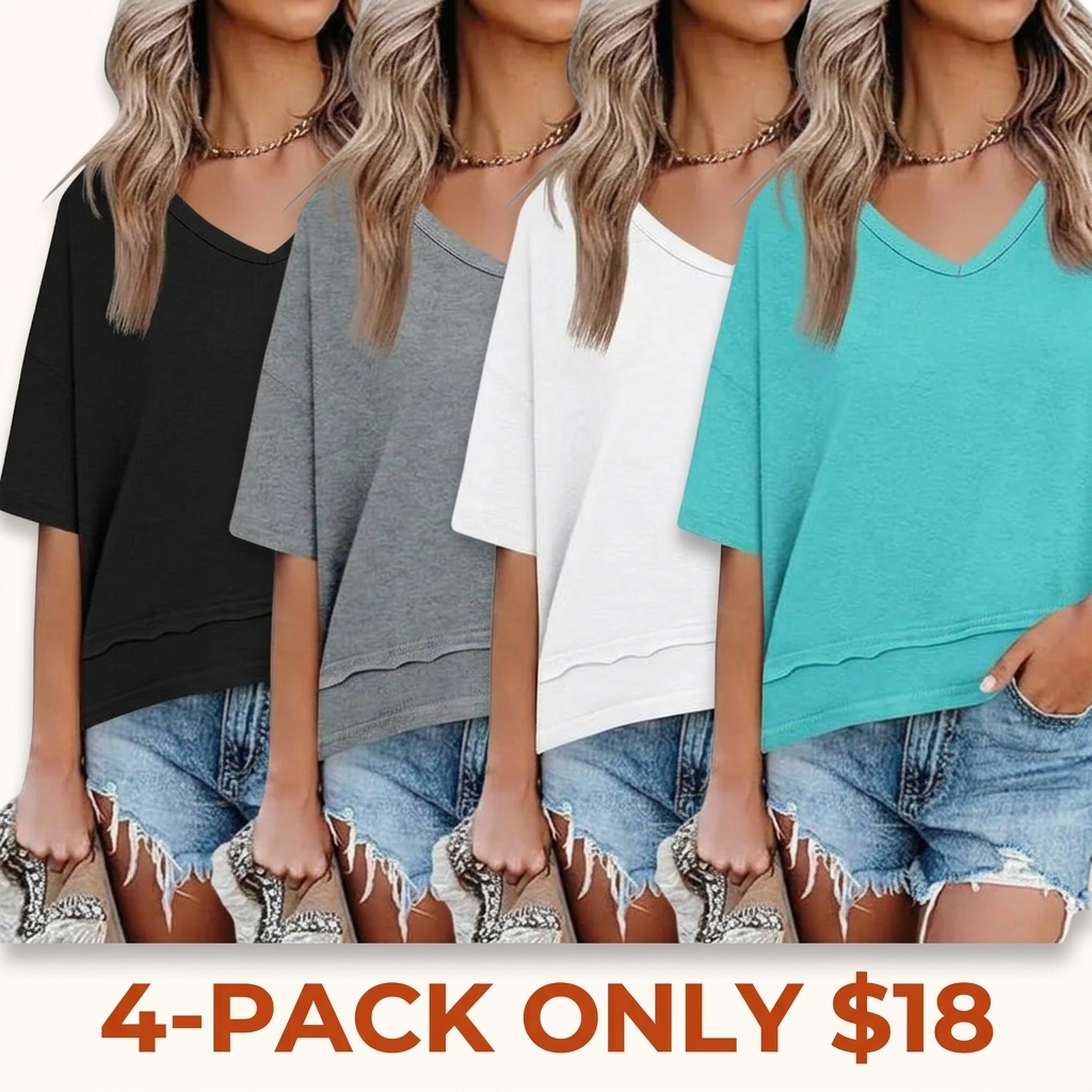 Cicy Bell Women's Summer V-Neck T-Shirt — Premium Blend Fabric, Slimming V-Neck Design