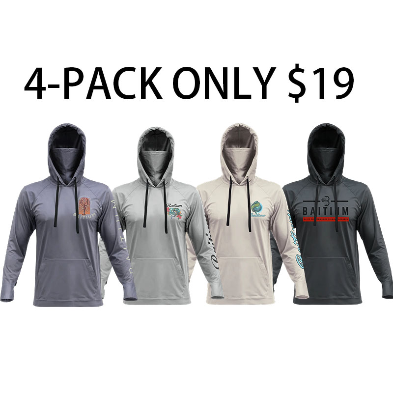 Men’s Hooded UPF 50 Long Sleeve Fishing & Construction Shirt with Gaiter
