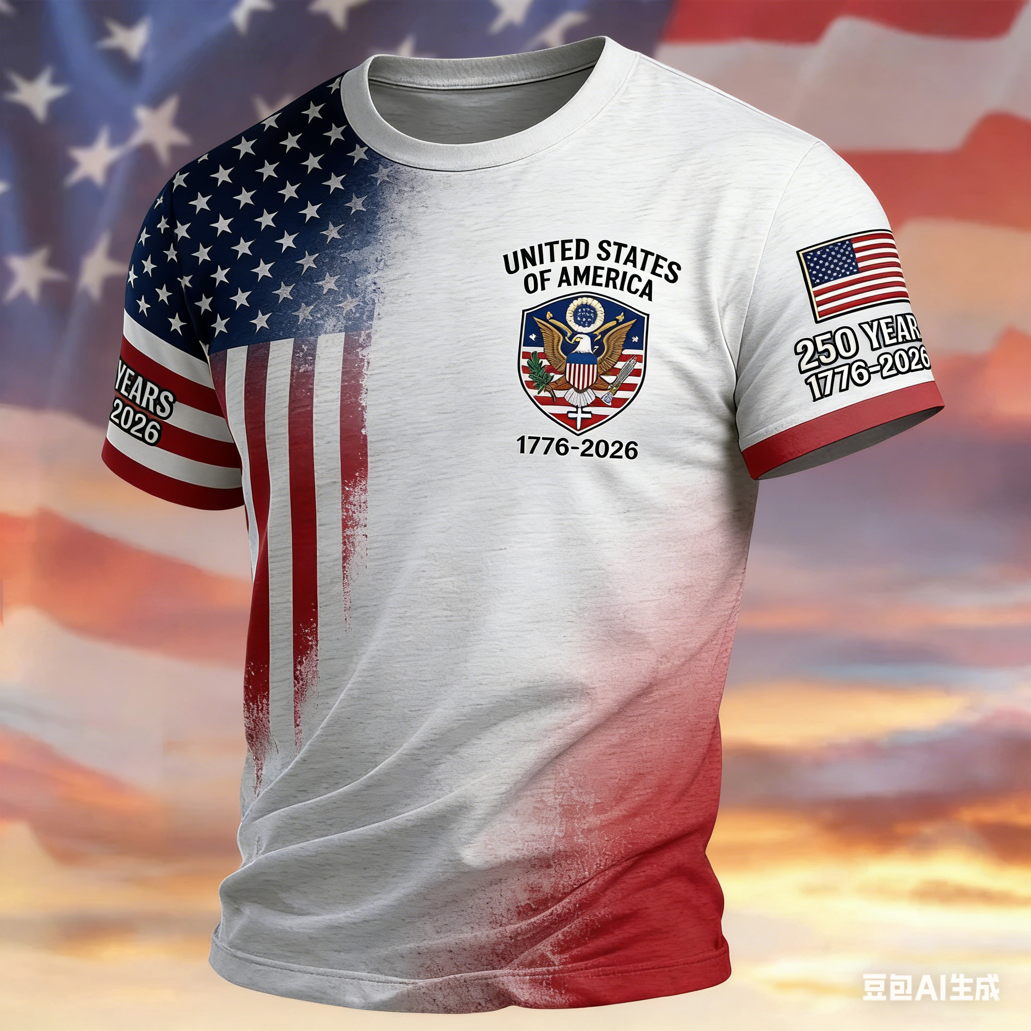 Men'S Casual American Founding Celebration Personalized Printed Round Neck T-Shirt