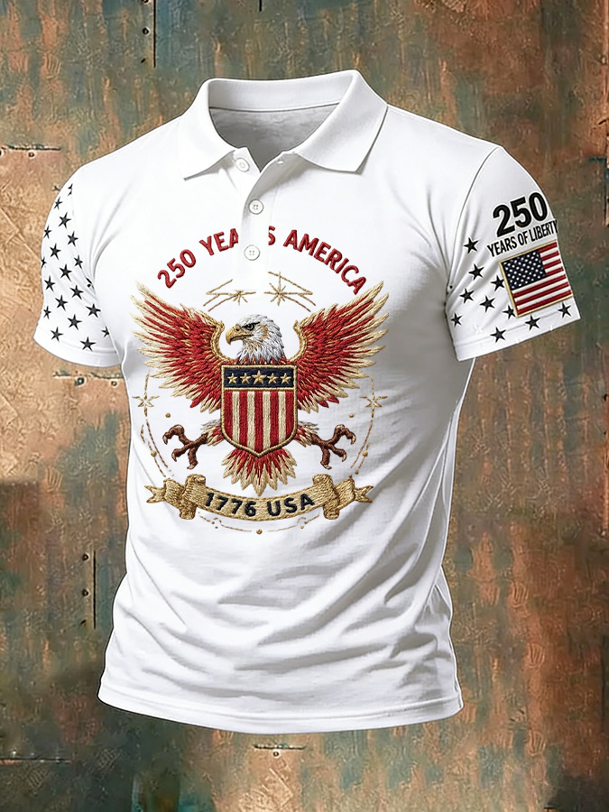 Unisex Casual 250Th Anniversary Celebration Short Sleeved Polo Shirt