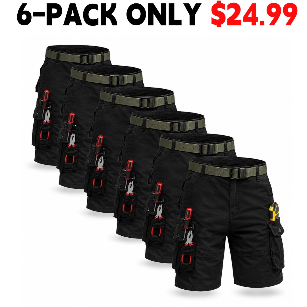 Men's Cargo Pants (6-Pack), Tactical Shorts, Multi-Pocket Shorts