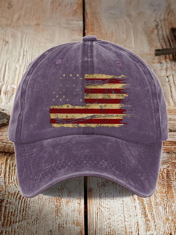 Unisex Distressed Washed Cotton Print Hat