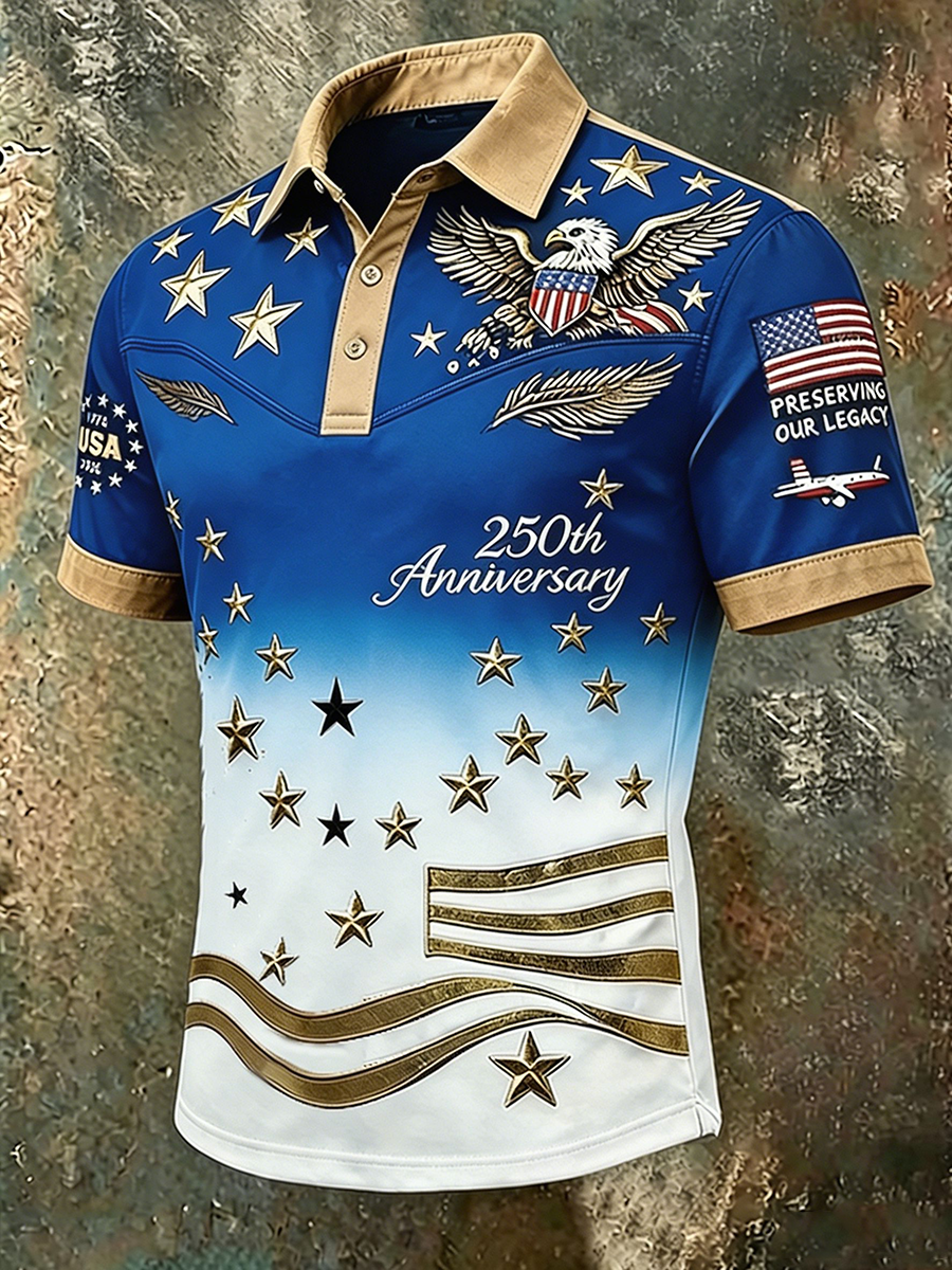 Men's 250th Anniversary USA Flag Eagle Polo Shirt