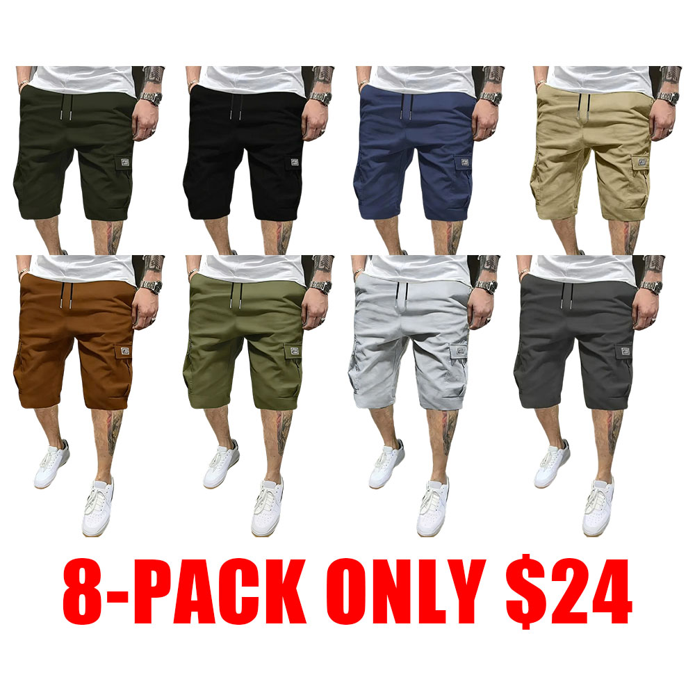 Men's Shorts with Slanted Pockets - Casual Multi-Pack