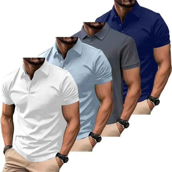 4-Pack Men’s Casual Business Polo Shirts, Simple and Comfortable