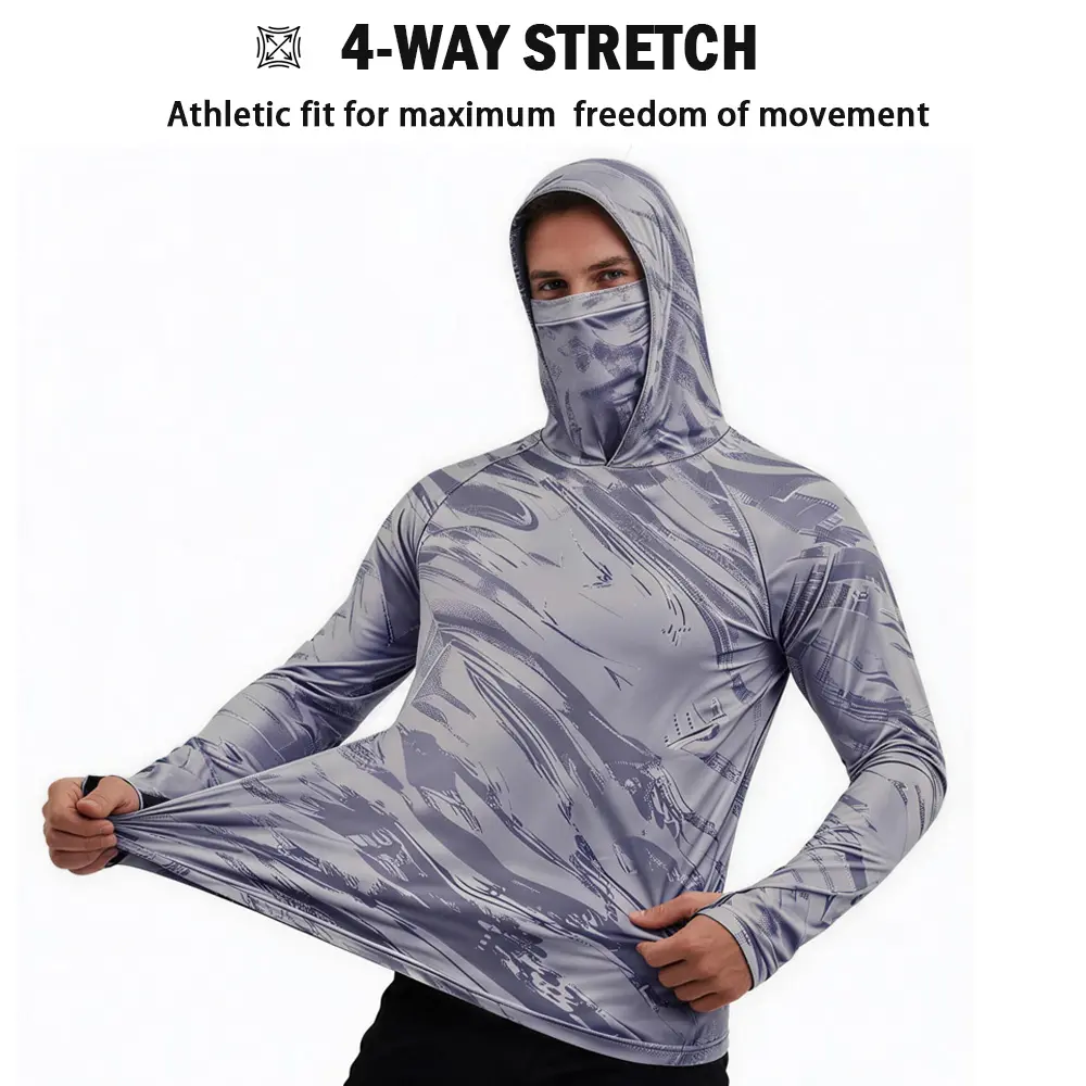 Men's Quick-Dry Breathable Long-Sleeve Hooded T-Shirt (with Face Cover Design)