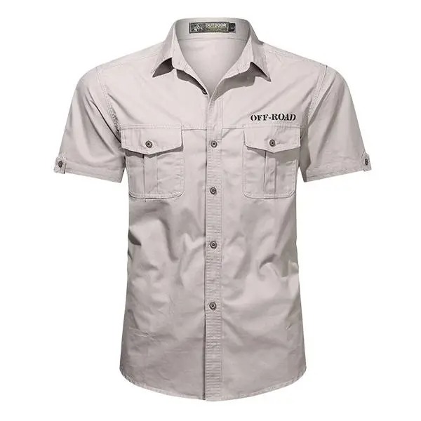 Men’s summer 100% cotton plaid short-sleeve shirt, breathable skin-friendly fabric