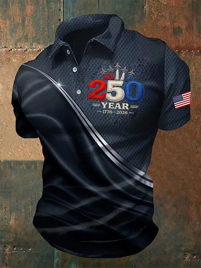Men'S Independence Day 250Th Anniversary Printed Polo Shirt Short Sleeve