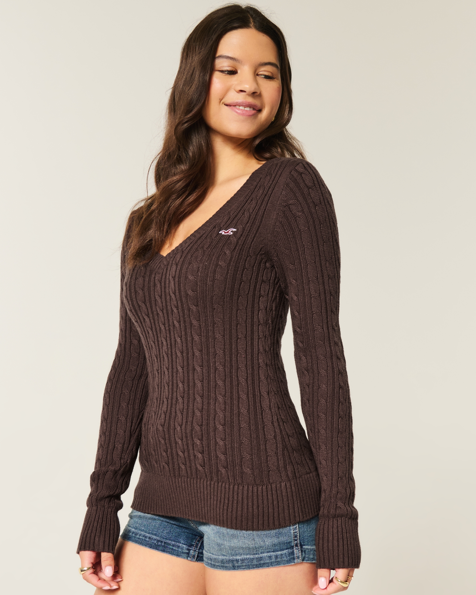 Cable-Knit Icon V-Neck Sweater
