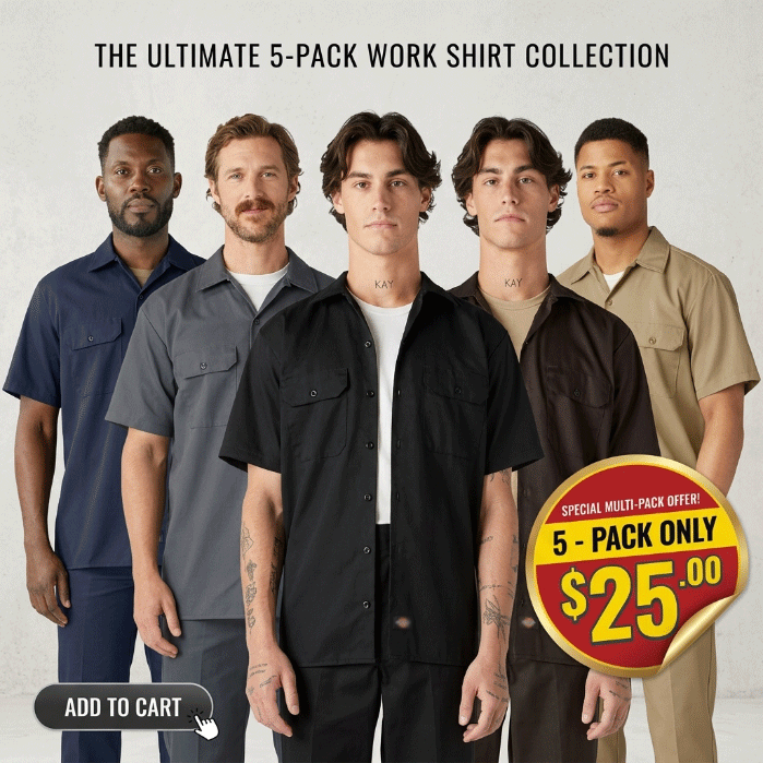 Short Sleeve Work Shirt, Classic Fit Work Wear, Fitted Style, Collared Neck, Secure Chest Pockets