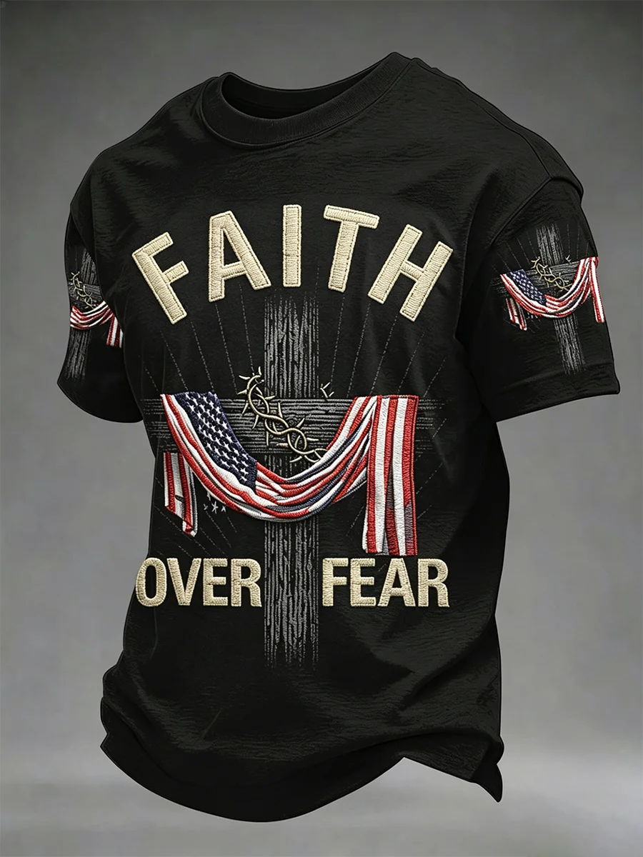Men'S Faith  Print Casual Top