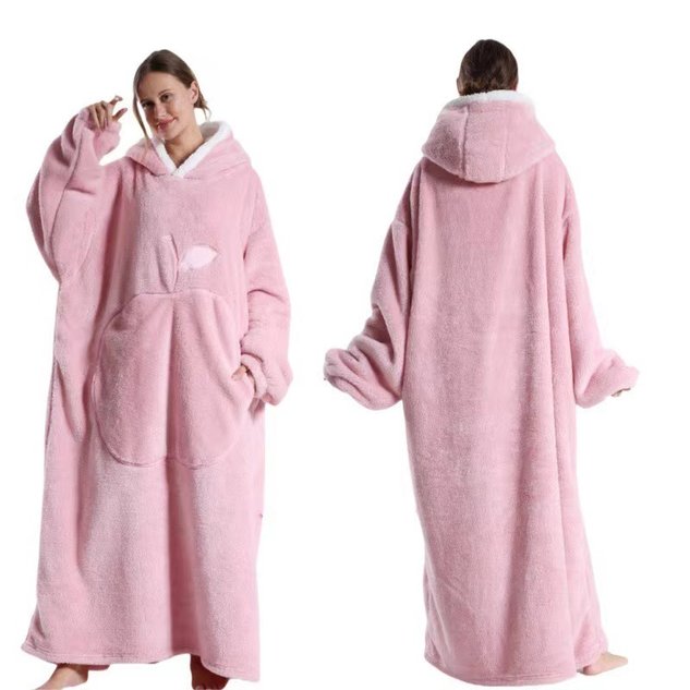 Home Clothes Jacket Lazy Hooded Sweater Thickened Blanket Loose Pullover Wearable Blanket Couple Parent-Child Style