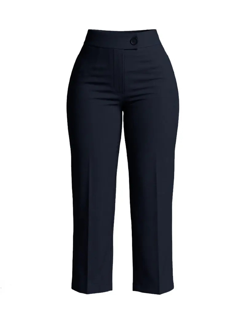 Women's Asymmetric Waistband Solid-Color Casual Trousers