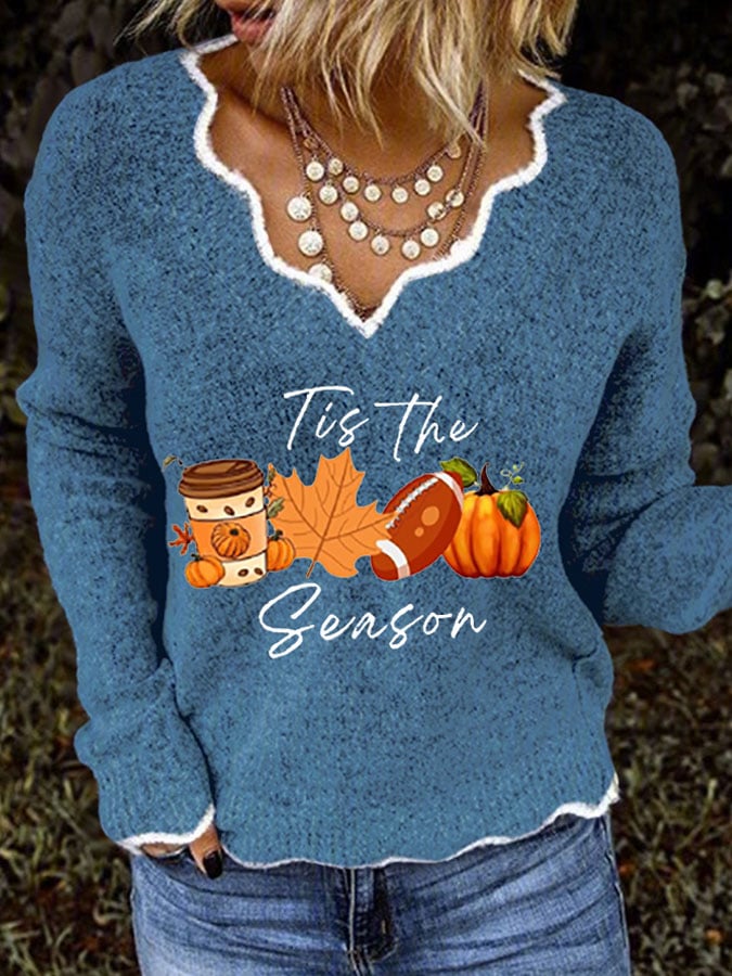 Women's autumn season is now printed long sleeve woolen knit