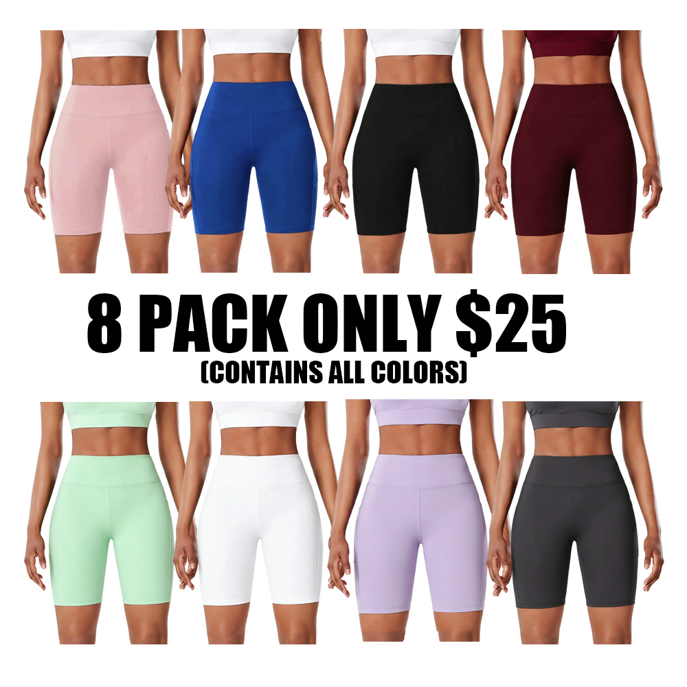 High Waist Yoga Shorts for Women - Soft Breathable Athletic Workout Shorts with Pockets, Tight Fit Gym Wear for Casual Use