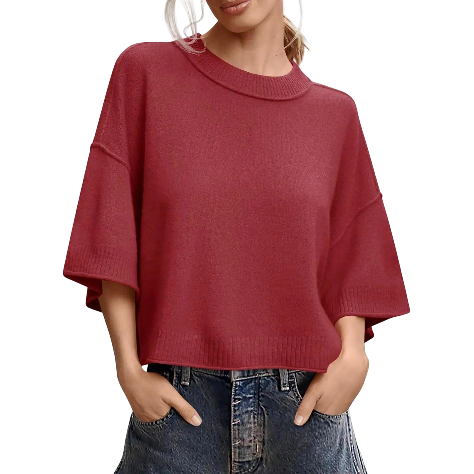 Womens Short Sleeve Sweater Summer Oversized Cropped Sweaters