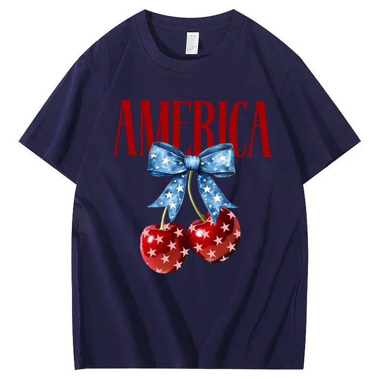 American Flag Cherry Bow T-Shirt