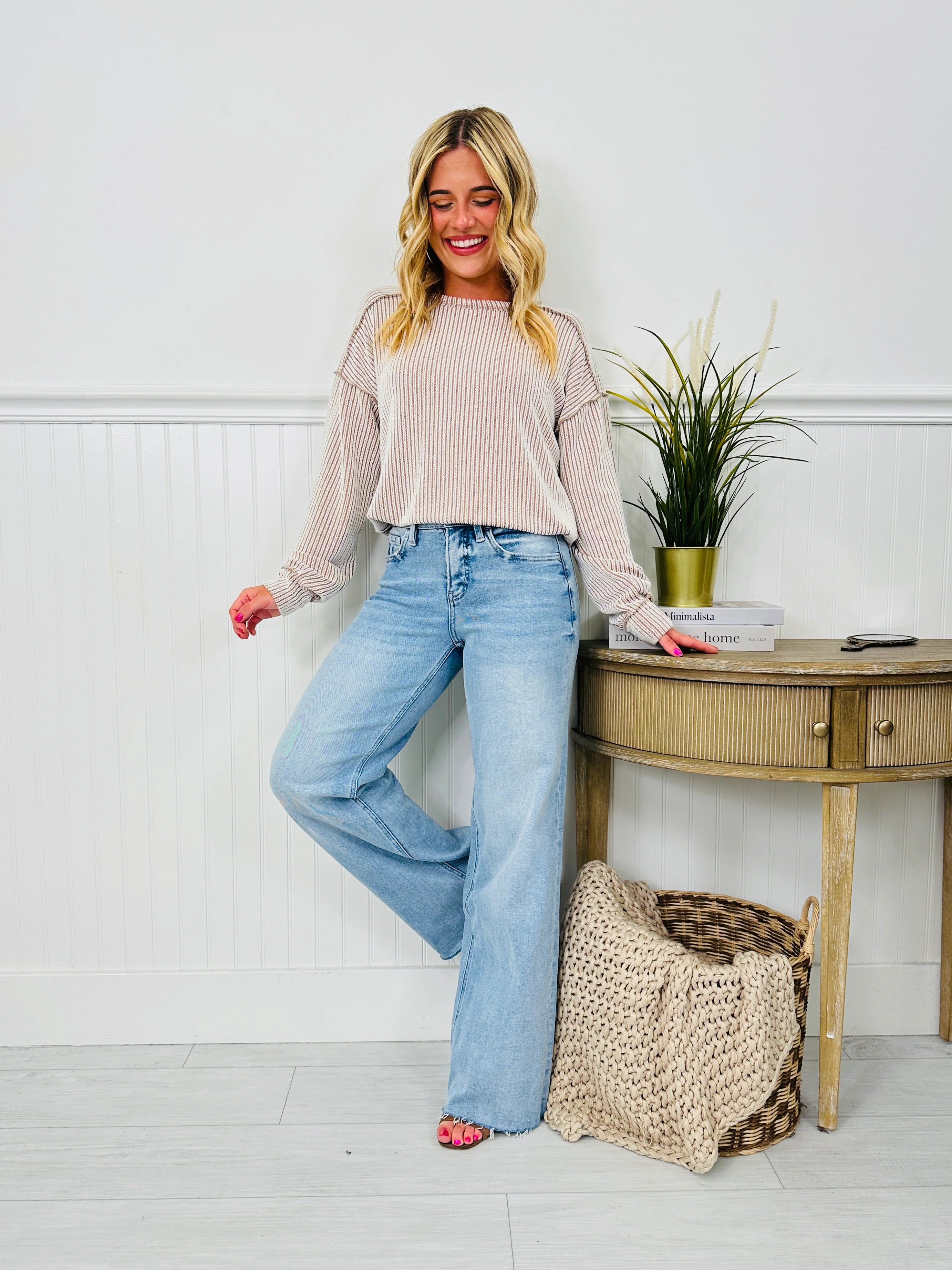 Dream of Me Tummy Control Slim Wide Leg Jeans