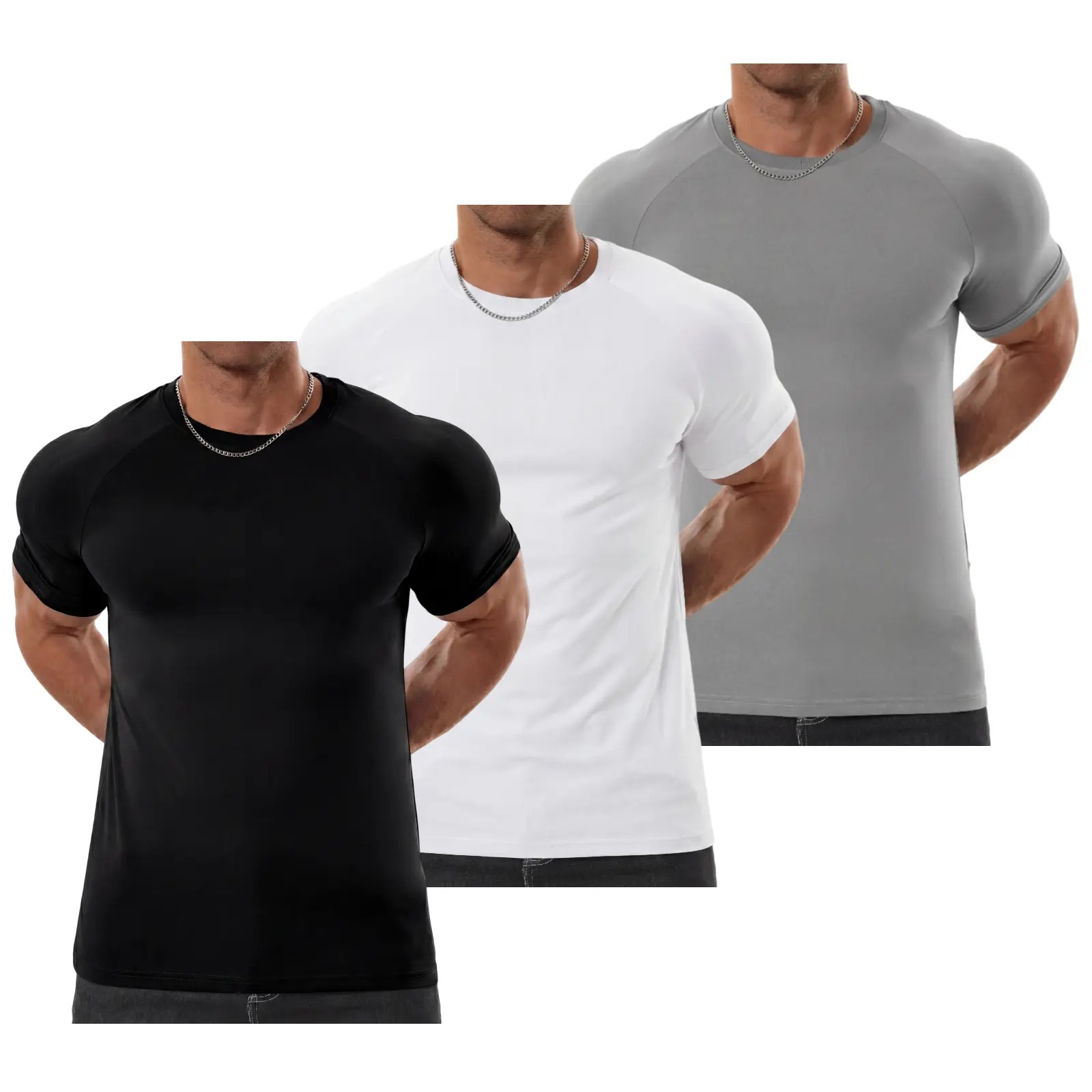 🔥LAST DAY SALE 90% OFF💕Men's Raglan Sleeve Crew Neck Tee – Athletic Tapered Fit Wrinkle-Resistant Gym T-Shirt