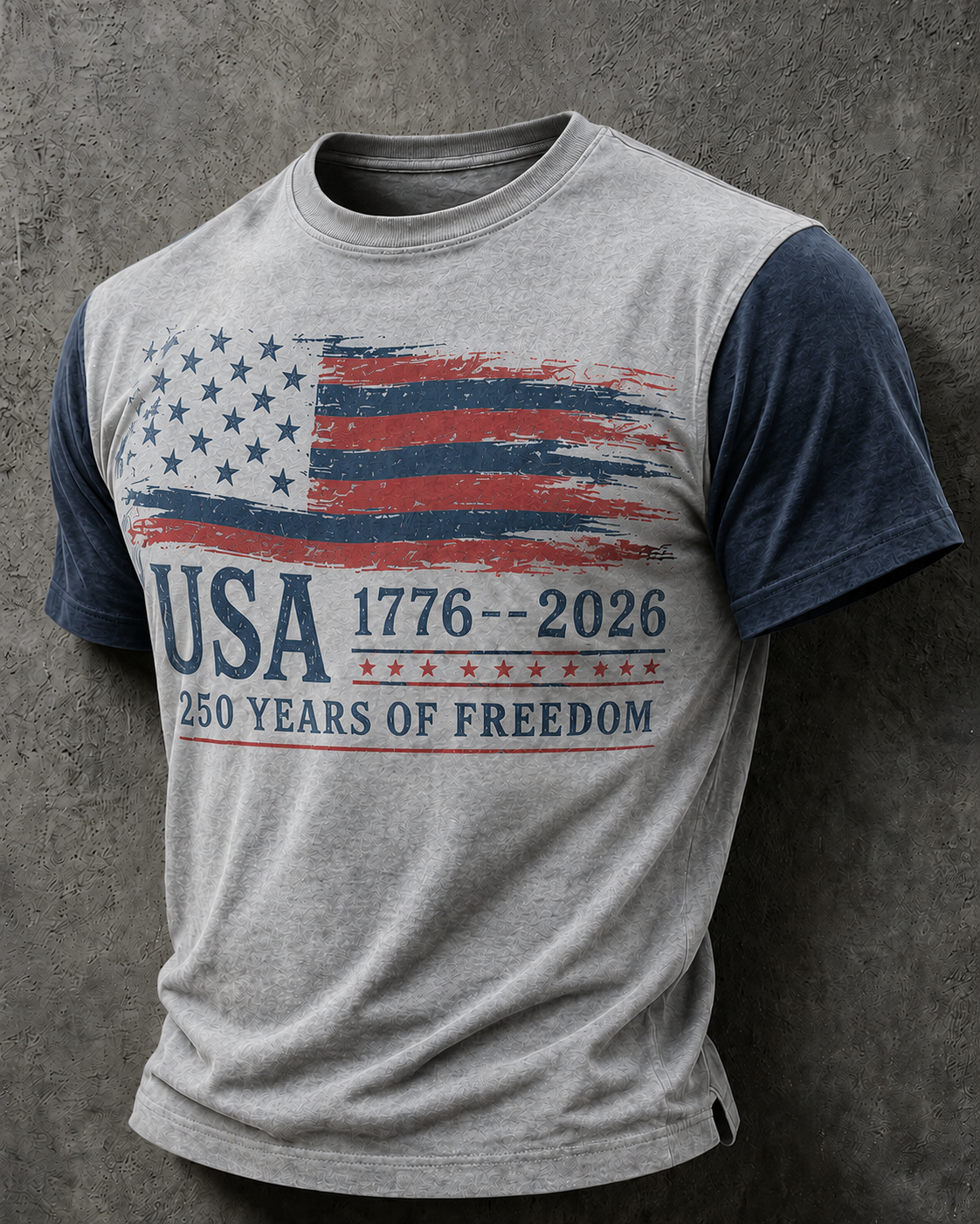 Men'S Casual American 250Th Anniversary Printed Round Neck Short Sleeved T-Shirt