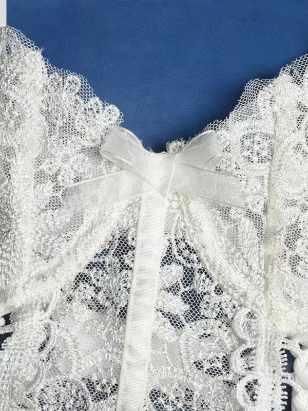 Sling Slim Fit Hollow Lace See-Through Nightclub Uniform Temptation Suit