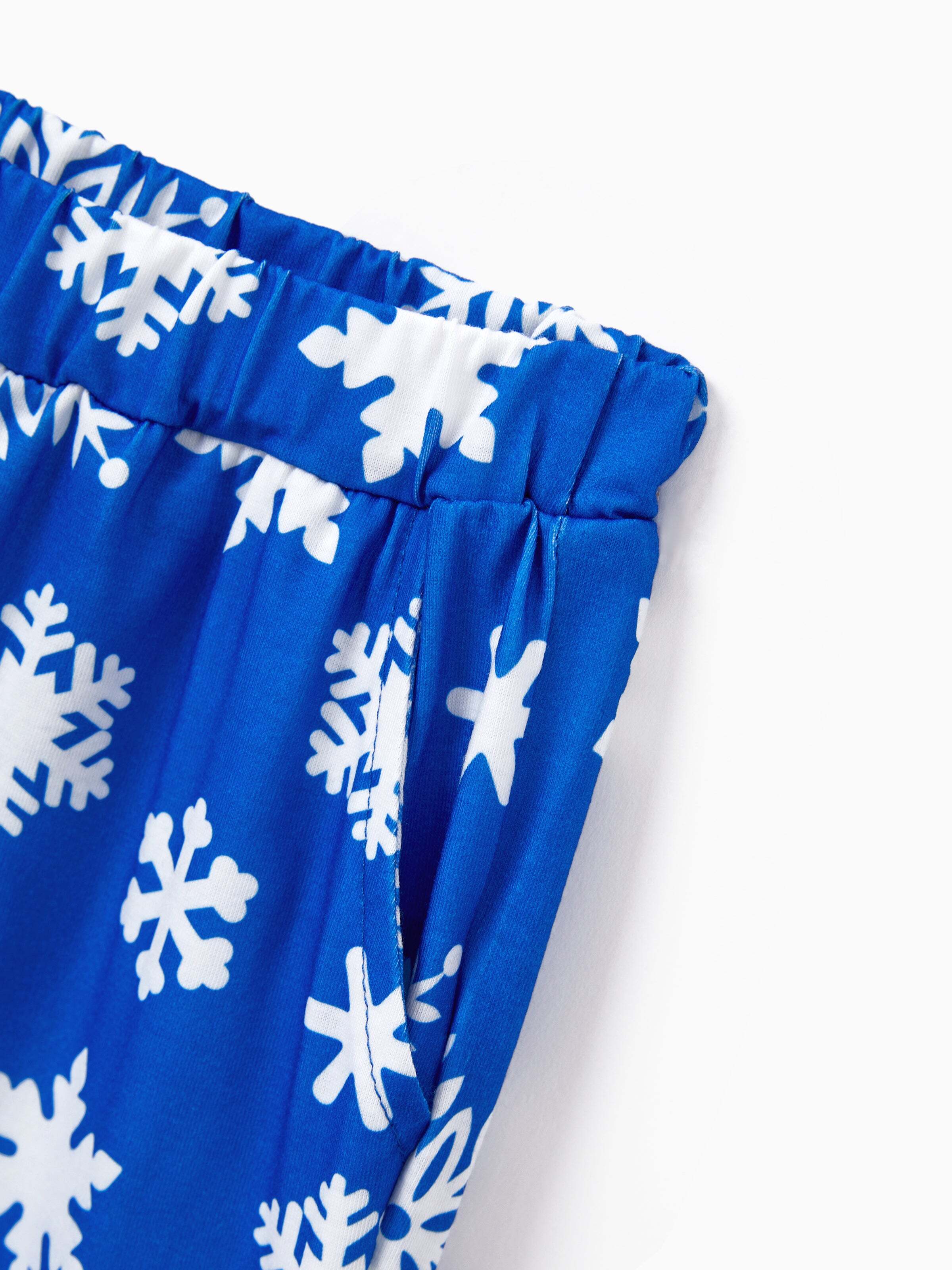 Christmas Matching Family Pajamas Set Snowflake Print Blue PJS with Christmas Socks Blue