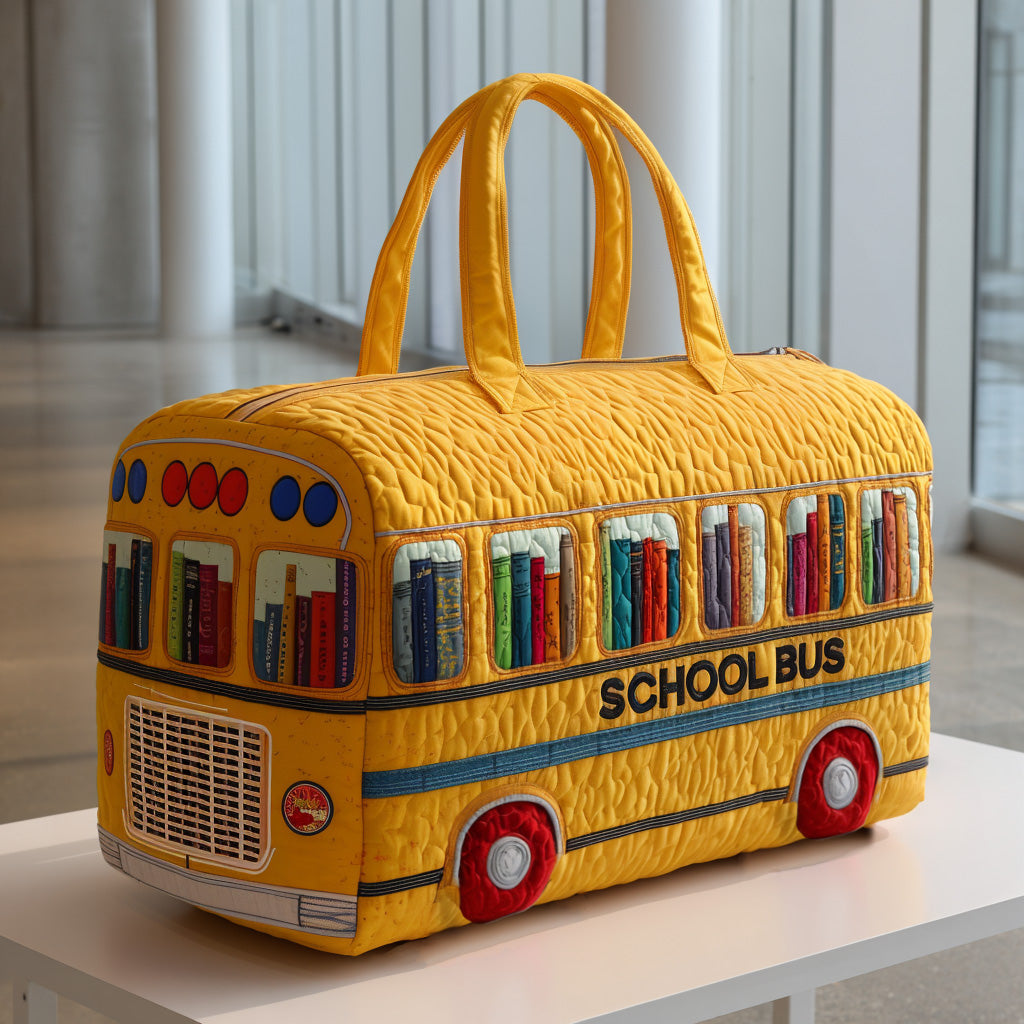 Bookworm School Bus Quilted Duffle Bag 🚌📚