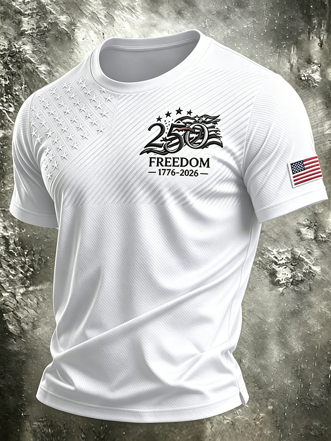 Men's Patriotic American Flag Print T-shirt