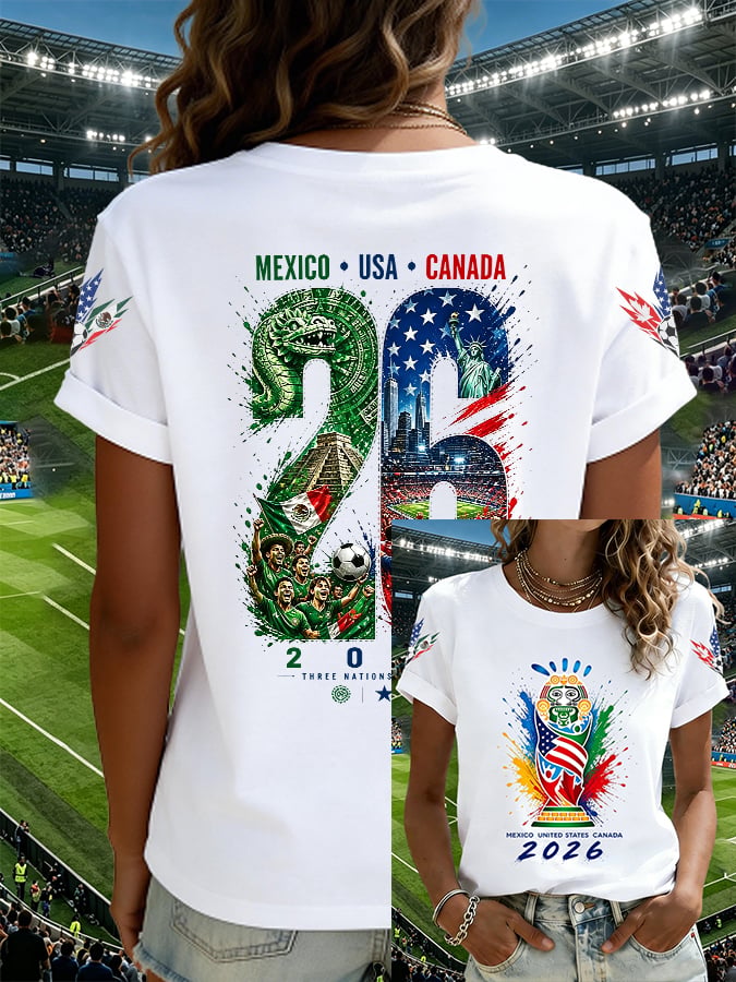Women's Football Lovers Print V Neck T-shirt