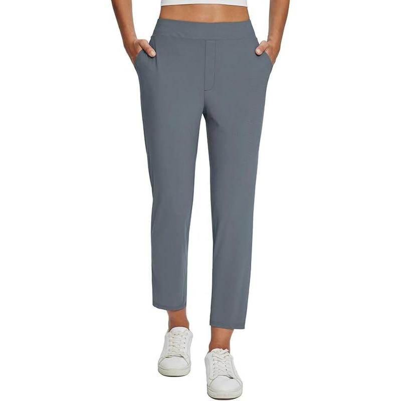 Women’s Breathable Lightweight Ankle-Length Summer Trousers – Stretchy Work Bottoms with Zipper Pockets & UPF 50 Sun Protection (Plus Size Friendly)