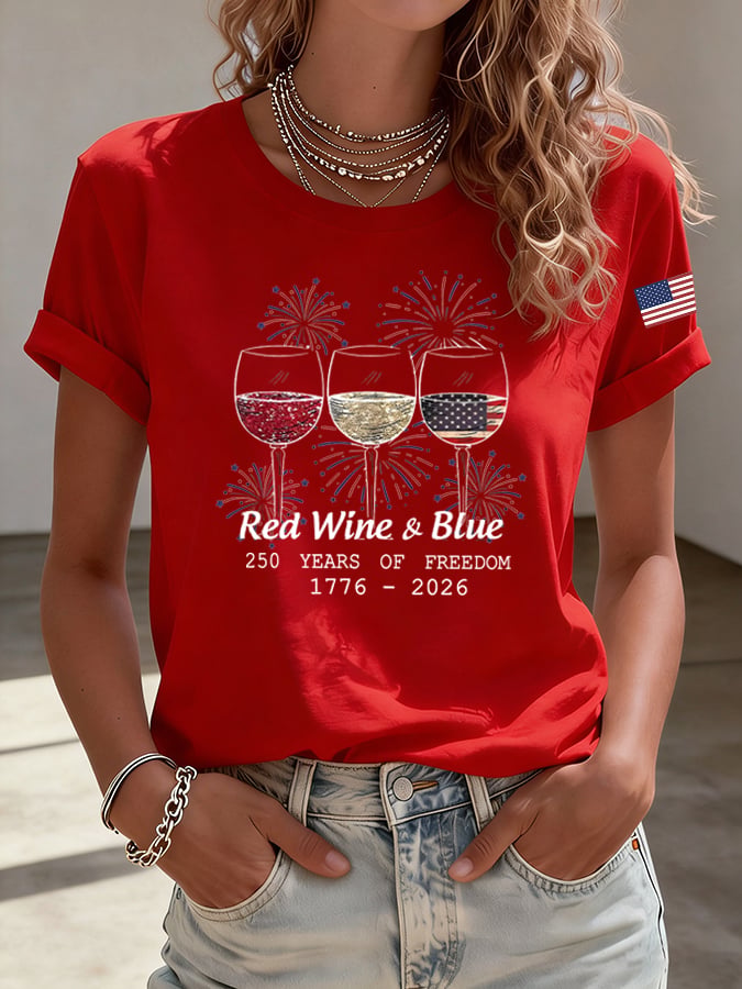 Women's Casual USA 250th Anniversary Print Short-Sleeve T-Shirt