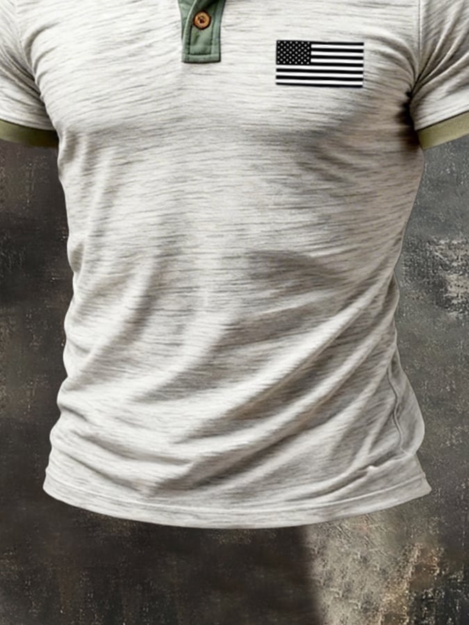 Men's Retro Patriot Color Block Polo Shirt