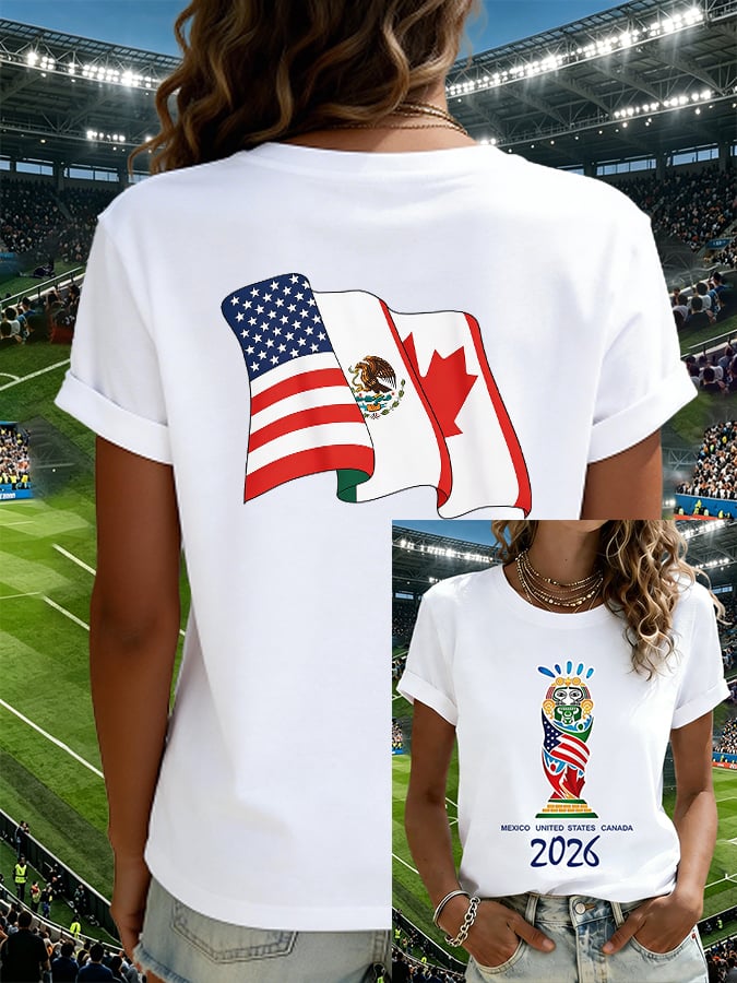 Women's Football Lovers Print V Neck T-shirt