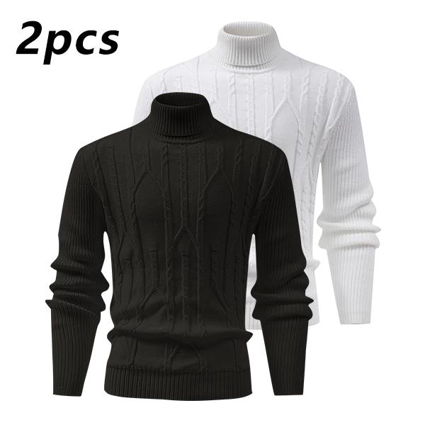 Men's Turtleneck Warm Sweater, Vintage Cable Knit Style